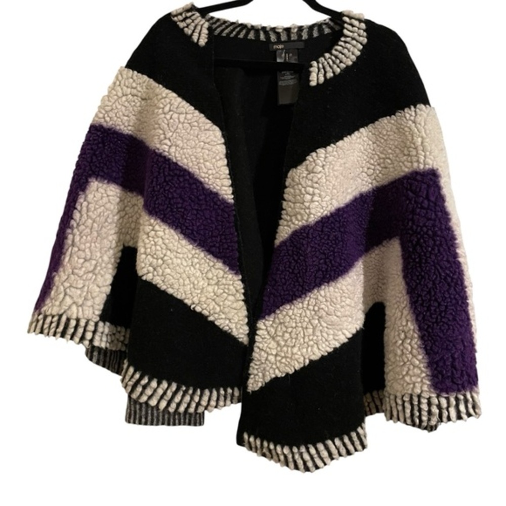 MAJE Elby Patterned Wool-blend Poncho Cape